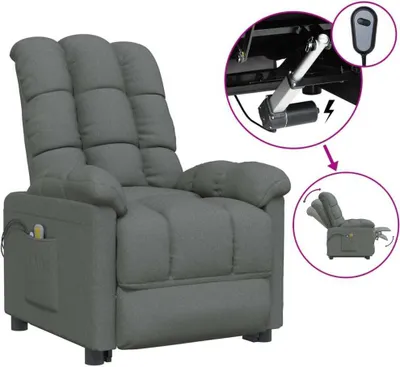 Image de vidaXL Fauteuil de massage électrique Tissu gris foncé