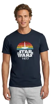 Produktbild von Star Wars Schriftzug 1977 Retro Männer T-Shirt, XL, Navy