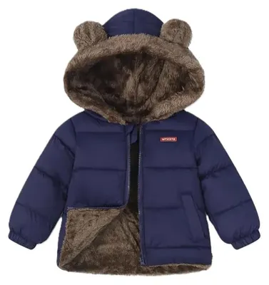 Produktbild von Winterjacke für Kinder mit Kapuze, gefütterte Daunenjacke mit Kunstfellfutter, w