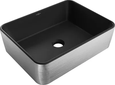 Produktbild von Mexen Catia Waschbecken Aufsatzwaschbecken 48 x 37 cm, schwarz matt/silbernes Linienmuster - 21314873