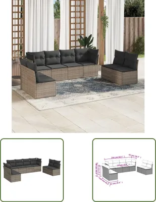 Produktbild von The Living Store 8-tlg. Garten-Sofagarnitur mit Kissen Grau Poly Rattan