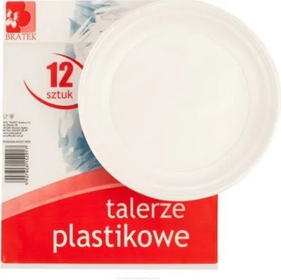Obrázok produktu pre Bratek, Plastikowe talerze jednorazowe, 12 sztuk