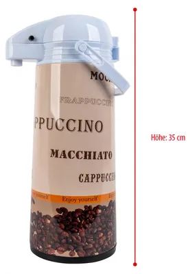 Produktbild von EUROHOME Airpot Isolierkanne 1,9L – Thermoskanne mit Pumpfunktion & Glaseinsatz für langanhaltende Wärme Cappuccino