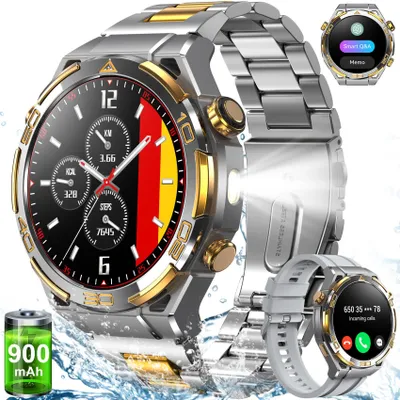 Obrázek produktu pro Pánské chytré hodinky Blackview, 14karátová zlatá vložka/GPS/kompas/hovory přes Bluetooth/AI/ChatGPT, více než 100 sportovních režimů, fitness hodinky pro Android a iOS, vlajková loď
