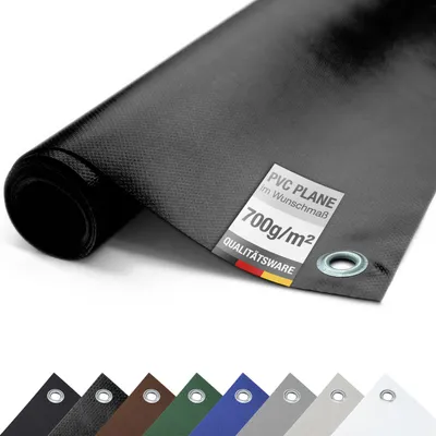 Produktbild von Plane PVC LKW 700g/m² MIT ÖSEN Abdeckplane Schutzplane matt reißfest stabil (Schwarz, 2,5m x 1m)