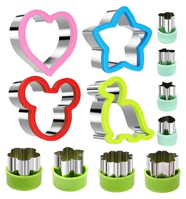 Produktbild von 12-teiliges Toastausstecher-Set, Gemüseausstecher-Set, Sandwichausstecher-Set, Dinosaurier-Keksausstecher, Brotformen aus Edelstahl, Bento-Zubehör für Sushi, Obst, Kuchen und Kekse