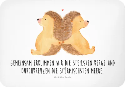 Produktbild von Mr. & Mrs. Panda rechteckmagnet Igel händchenhaltend - Weiß - Geschenk, holzmagnet, Paar, Liebe, Lieblingsmensch, Hochzeit, Kühlschrankmagnet, Verknallt, haftmagnet