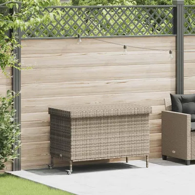 Zdjęcie produktu dla vidaXL Skrzynia ogrodowa na kółkach jasnoszara 110x55x73 cm Poli rattan