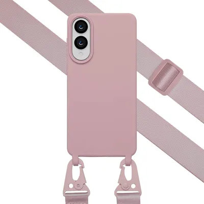 Produktbild von Selencia SilikonHülle mit abnehmbarem Band Samsung Galaxy S25 Edge - Sand Pink