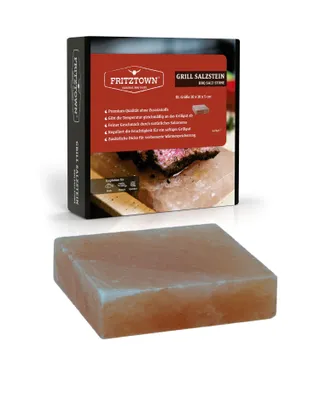 Produktbild von FRITZTOWN® Deluxe XL Grill Salzstein - 20x20x5 cm - 4,5 kg - Extra Stark - Feiner Geschmack durch Kristallsalz - Exklusive Geschenkbox mit Gebrauchsanweisung