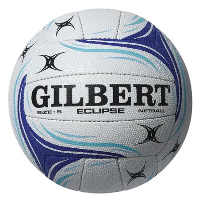 Immagine prodotto di Palla da competizione per netball Gilbert Eclipse, taglia 5, bianca e blu
