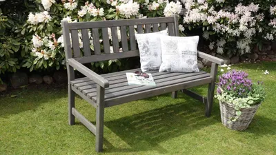 Produktbild von Gartenbank 'Johanna' 2-Sitzer, grau Parkbank Holzbank Sitzbank Garten Holz Bank
