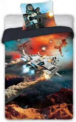 Obrázek produktu pro Faro Bavlněné povlečení 160x200 Gamer 019 youth spacehip planet galaxy for gamer orange grey 9050