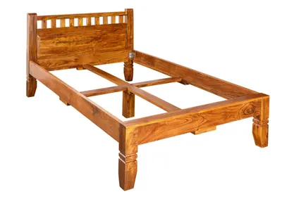 Image de MASSIVMOEBEL24 | Lit double 140x200 Acacia laqué Miel OXFORD #221