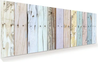 Produktbild von Glasbild 125x50cm in XXL für Wohnzimmer, Schlafzimmer Motiv Bunte Holzplanken