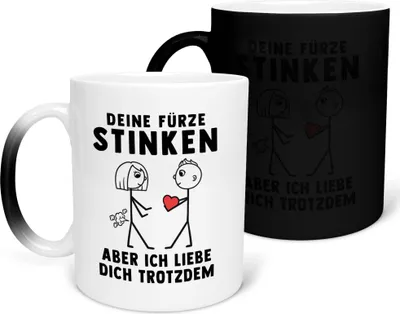 Produktbild von 22Feels Zaubertasse Frauen Jahrestag Geschenk Hochzeitstag Ehefrau Freundin Deine Fürze Stinken Kaffetasse Erster Hochzeitstag Valentinstag für Sie Geburtstag Weihnachten Haferl Geschenkidee Kaffeetasse Farbwechsel