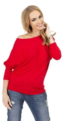 Produktbild von Damen Longshirt langarm Bluse mit Fledermausärmel Top; Rot/M/L 38/40