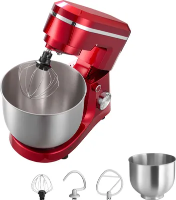 Produktbild von SucceBuy Knetmaschine Küchenmaschine für Backliebhaber, 1500 W Teigmaschine mit Edelstahlschüsseln (4,2 + 5,7 L), Knethaken, Rührbesen und Schneebesen, 10-Gang einstellbare kippbare Rührmaschine Standmixer