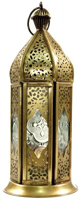 Produktbild von Orientalische Metall/Glas Laterne in Marrokanischem Design, Vintage Windlicht, Mehrfarbig, Glas,Metall,Eisen, Farbe: Farblos, 20*8*8 cm