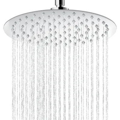 Image de Pomme de douche pluie - Ronde - Inox 304 - 20 x 20 cm - Effet miroir