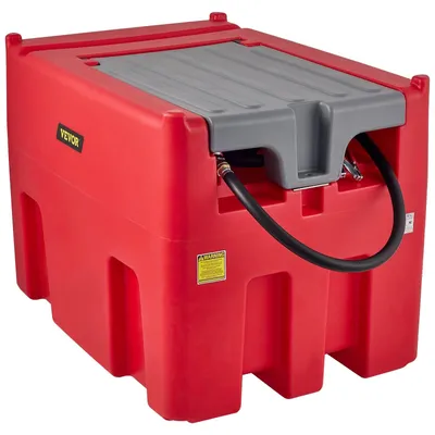 Produktbild von VEVOR Tragbarer Dieseltank, 439,1 L Kapazität & 37,85 L/min Durchflussrate, Dieseltank mit 12V elektrischer Transferpumpe und 399,3 cm Gummischlauch, PE Dieseltank für einfachen Kraftstofftransport, Grau, 439 L-b, Rot