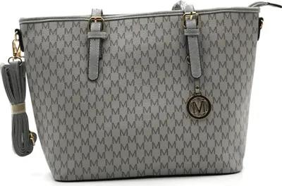 Produktbild von Damenhandtasche Shopper mit zusätzlichem Schultergurt verschiedene Farben 80204 - Grau, Sonderpostendiscount Farbe: Grau Hersteller: Sonderpostendiscount