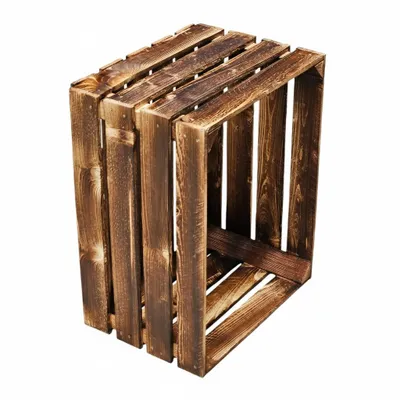 Image de Caisse en bois flammé 50 x 40 x 30 cm - Caisse à fruits Caisse à vin pour la décoration et le rangement