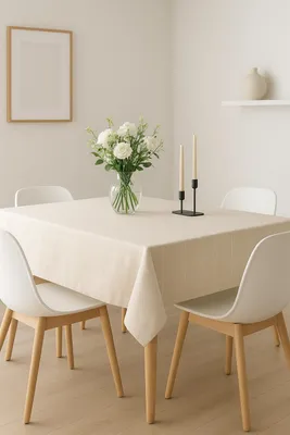 Produktbild von 2er Set Tischdecke 140x120cm beige creme Leinenoptik gesäumt Struktur Decke