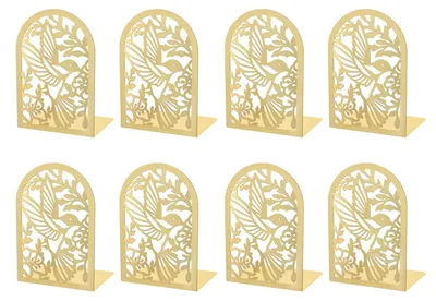 Zdjęcie produktu dla Omgoods - Zestaw 8 metalowych podkładek pod książki z antypoślizgową powierzchnią, kolor złoty