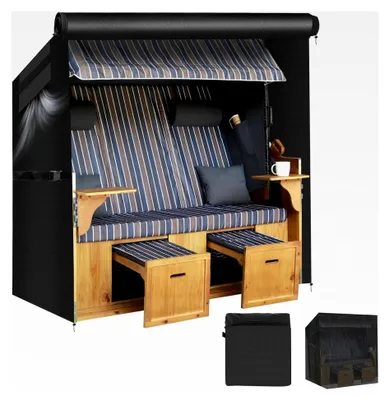 Produktbild von Winterfeste Schutzhülle für Strandkorb, 420D Oxford, wasserdicht mit Reißverschluss, UV-beständig, reißfest, für Strandkörbe, 135x105x175/140cm