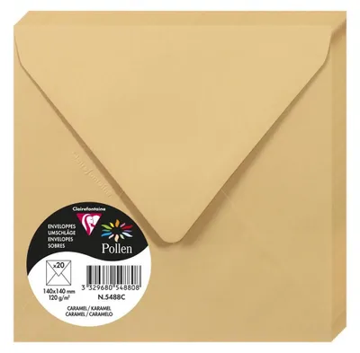Produktbild von Clairefontaine 5488C Umschläge Pollen Karamell 140x140mm 20 Stück