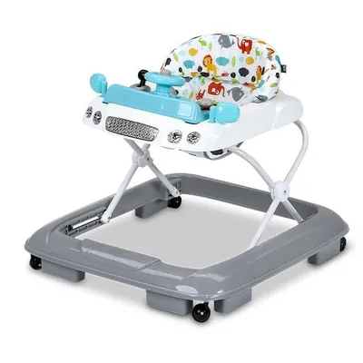 Produktbild von Novi Funnie Lauflernhilfe – Baby Walker mit Spielbrett, höhenverstellbar, klappbar, mit Bremsstoppern, Grey