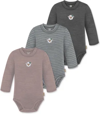 Produktbild von normani 3er Pack Baby Merino Langarmbody