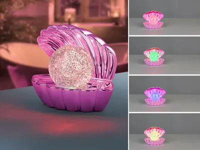 Produktbild von Ausgefallene USB Tischlampe mit RGB Farbwechsel Beleuchtung, kleine Muschellampe