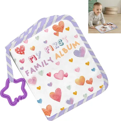 Produktbild von Niedliches Baby-Fotoalbum aus Textil – Aufbewahrung für Kinderfotos, mit Beißring, Spiegel und Aufhängung, perfektes Geschenk