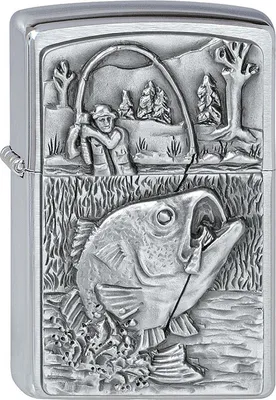 Produktbild von Zippo Feuerzeug 2000407 Bass Fishing Emblem Benzinfeuerzeug aus Messing winddicht und nachfüllbar