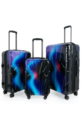 Produktbild von Suitline - 3er Kofferset Rollkoffer Hartschalenkoffer 4 Rollen Handgepäck-Trolley und Aufgabegepäck Koffer erweiterbar Travel Luggage Gepäck Set Hardcase ABS, TSA,Neon Blue