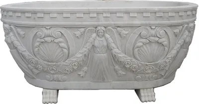 Immagine prodotto di Casa Padrino Luxury Baroque Bathtub Grey 198 cm - Vasca da bagno indipendente in marmo - Accessori per il bagno in stile barocco - Nobile e magnifico