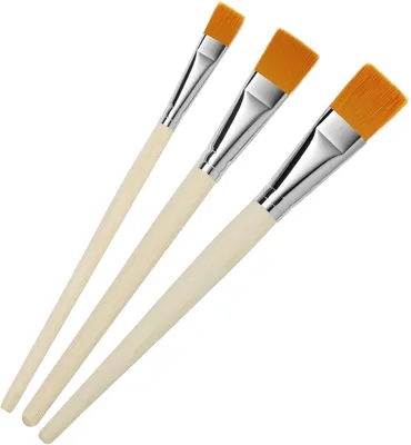 Obrázok produktu pre Sada plochých štetcov 3 ks, nylon s drevenou rukoväťou, pre akryl a akvarel