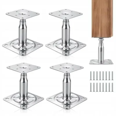 Zdjęcie produktu dla Wsporniki słupków regulowane 100 150 mm ocynkowane zestaw 4 sztuki