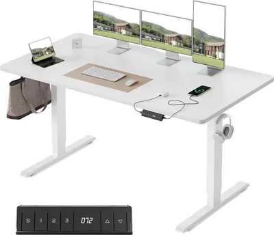 Produktbild von FEZIBO Elektrisch Höhenverstellbarer Schreibtisch 140x60cm Steh-Sitz Tisch