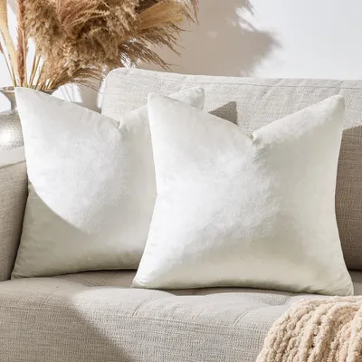 Image de Ensemble de 2 housses de coussin en velours, dimensions 55 x 55 cm, pour canapé