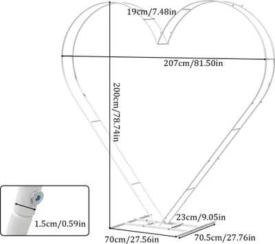 Produktbild von Hochzeitsbogen, Herzförmiges Design, Robuste Metallkonstruktion, WEISS, L