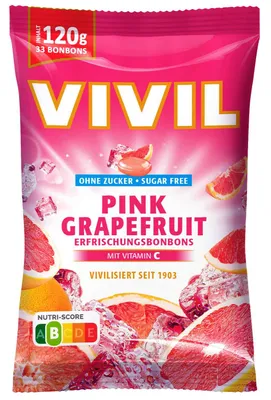 Produktbild von Vivil Erfrischungsbonbons Pink Grapefruit ohne Zucker 120g