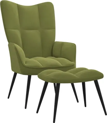 Produktbild von Relaxsessel mit Hocker Hellgrün Samt
