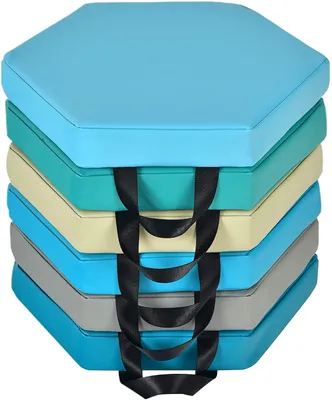 Produktbild von COSTWAY 6er Set Kinder Stuhlkissen mit Griff, Bodenkissen mit Reißverschluss, Sitzkissen Mehrfarbig, Sitzerhöhung Hauptkissen für Kinderzimmer und Kindergarten 38x34cm (Blau)