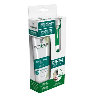 Obrázok produktu pre Vet´s Best Dog sada na čistenie zubov, zubná pasta + kefka