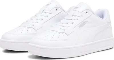A pair of white Puma Caven 2.0 Jr. sneakers.