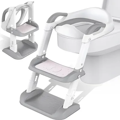 Produktbild von Faltbare Toiletbrille für Kinder - Treppen-Toilettensitz - gepolsterter Sitz - höhenverstellbar - für Kinder - WC-Sitz