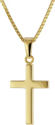 trendor 51056 Damen Kreuz-Anhänger 333 / 8K Gold + Vergoldete Silberkette 1